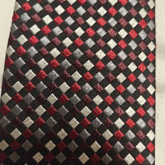 Orvieto geometric men tie red gray and black 100% silk unique gift soft - Picture 2 of 4